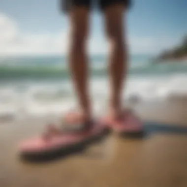 A selection of flip flops suitable for various surfing environments.