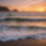 Stunning sunset over a Chilean beach showcasing perfect waves.