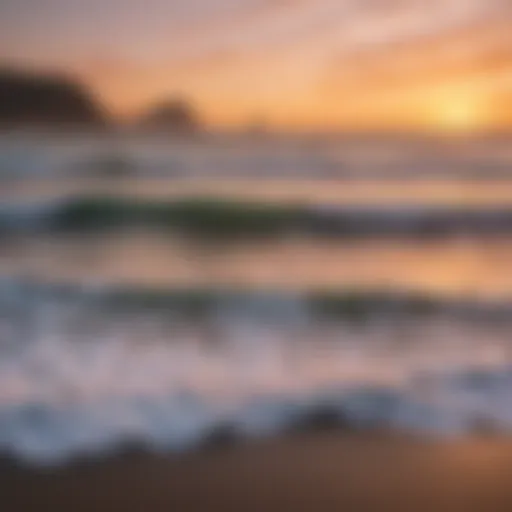 Stunning sunset over a Chilean beach showcasing perfect waves.