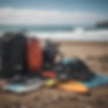 Display of various surfing gear suitable for Chilean conditions.