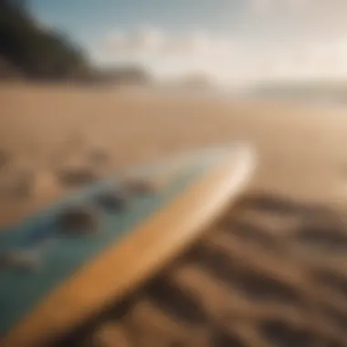 Eco-friendly surf gear displayed on the sand