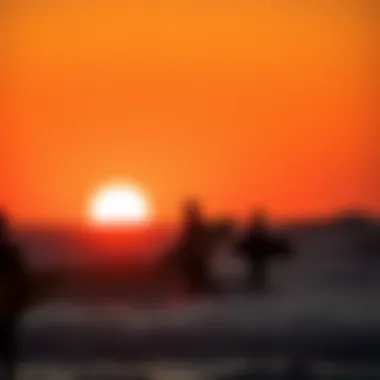 Silhouetted Surfers at Sunset Sunset at Linda Mar with surfers silhouetted