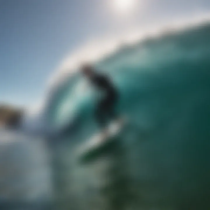 An individual experiencing the thrill of catching a wave, embodying the essence of surfing.