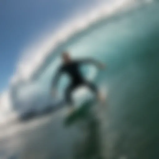 A skillful body surfer catching a wave with precision