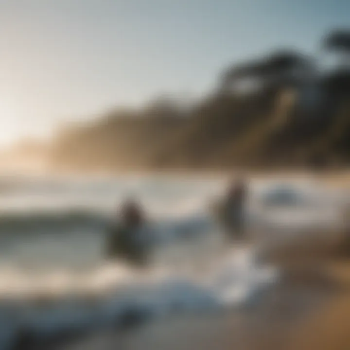 A group of surfers enjoying a harmonious day at the beach