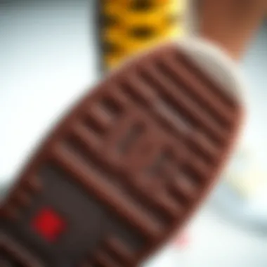 Close-up of the grip sole of DC skate shoes