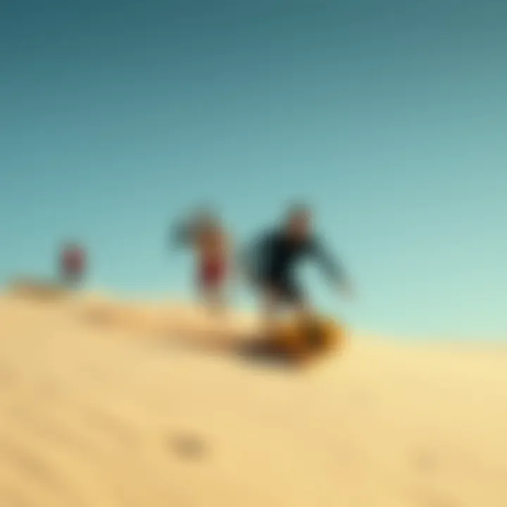 Enthusiasts enjoying a day of sand surfing at a popular destination