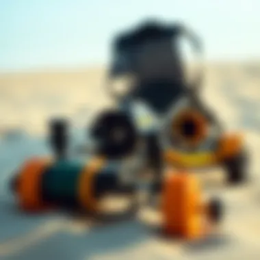 Close-up of specialized sand surfing equipment