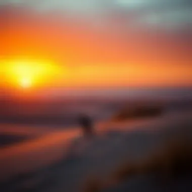 A breathtaking sunset view over a sand surfing location