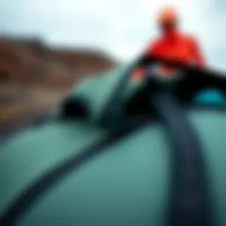 A close-up view showcasing the durable material of the Dakine Double Surfboard Travel Bag