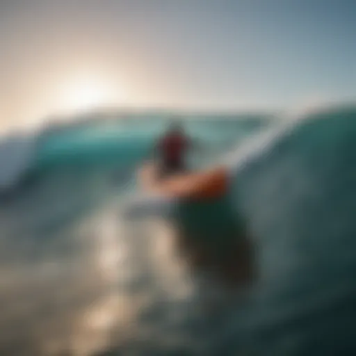 Surf canoe gliding through ocean waves