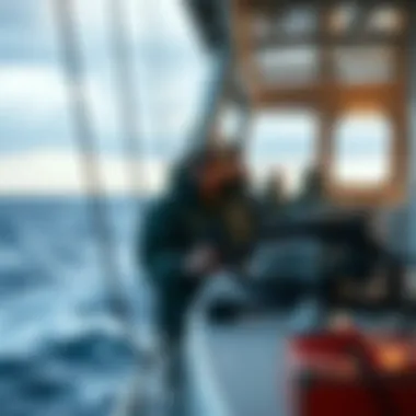 Research on Ocean Currents A scientist conducting research on ocean currents aboard a research vessel