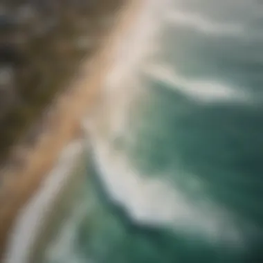 Aerial view of a bustling surf tourism destination.