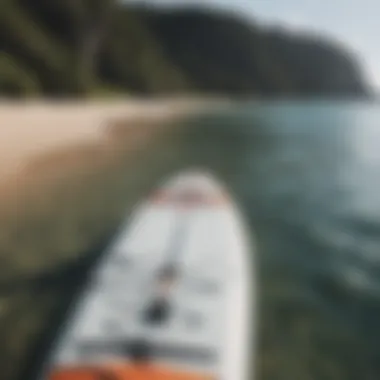 Equipment setup for a large group paddle boarding adventure.