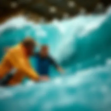 Engineering Excellence in Wave Mechanics Engineers analyzing the mechanics of a surf pool's wave system