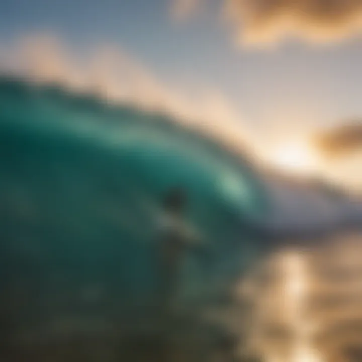 A breathtaking view of a Hawaiian surf break at sunrise