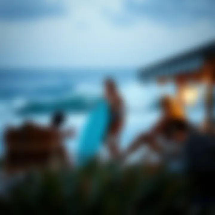 Vintage surf scene inspired by Gidget