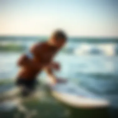 The Essential Rinse: Post-Surf Maintenance Surfer rinsing equipment after a session