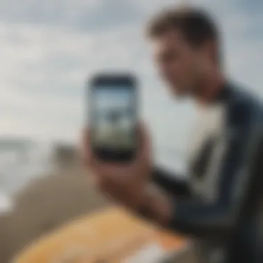 Surfer checking Nixon Ultratide at the beach