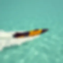 A sleek jet board gliding over pristine water
