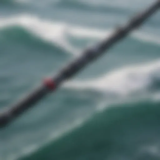 Close-up view of the Ocean Master surf casting rod showcasing its advanced materials