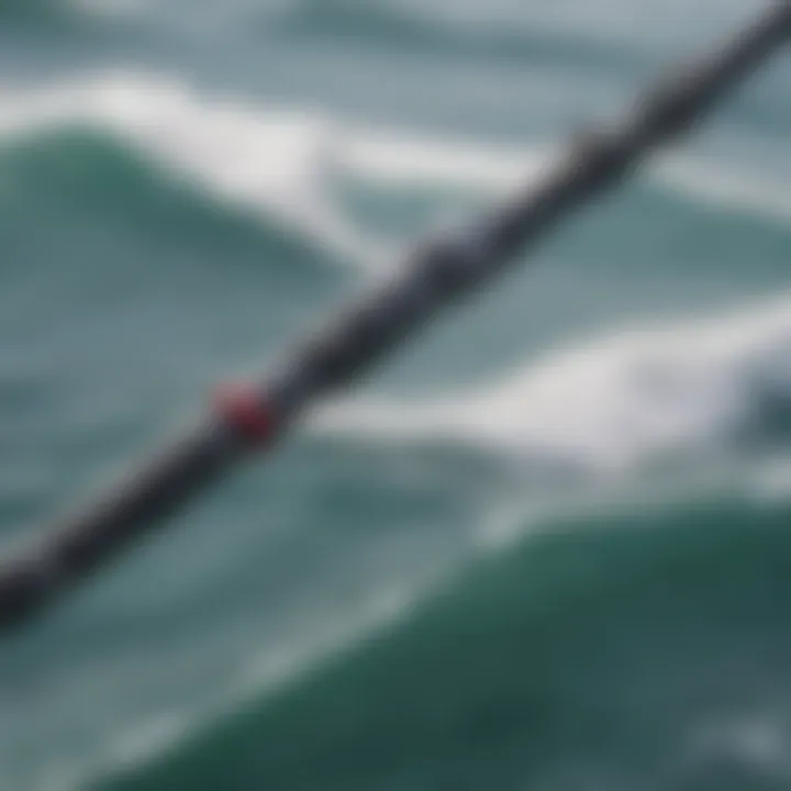 Close-up view of the Ocean Master surf casting rod showcasing its advanced materials