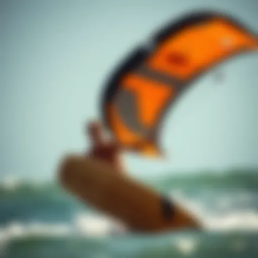 Dynamic view of a surfer with an Ozone Trainer Kite in action