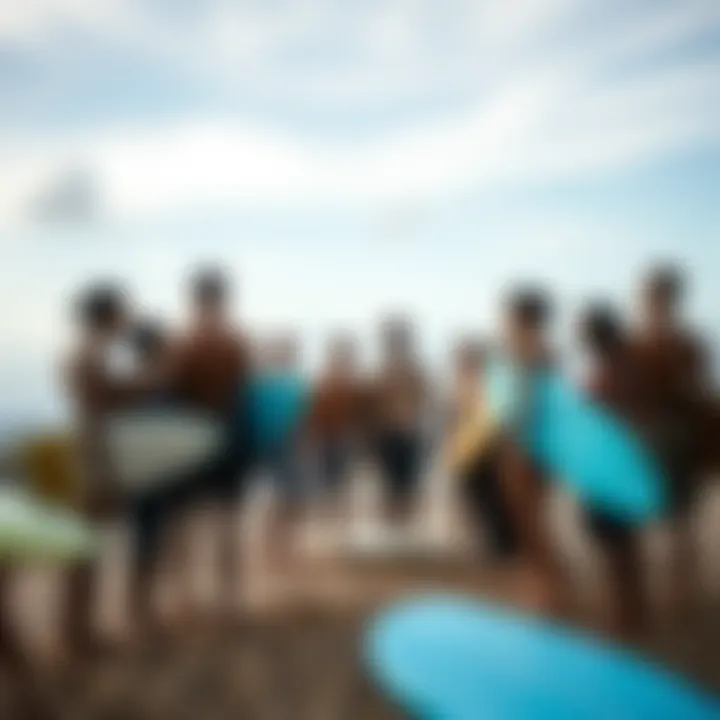 Local surf community gathering at the beach