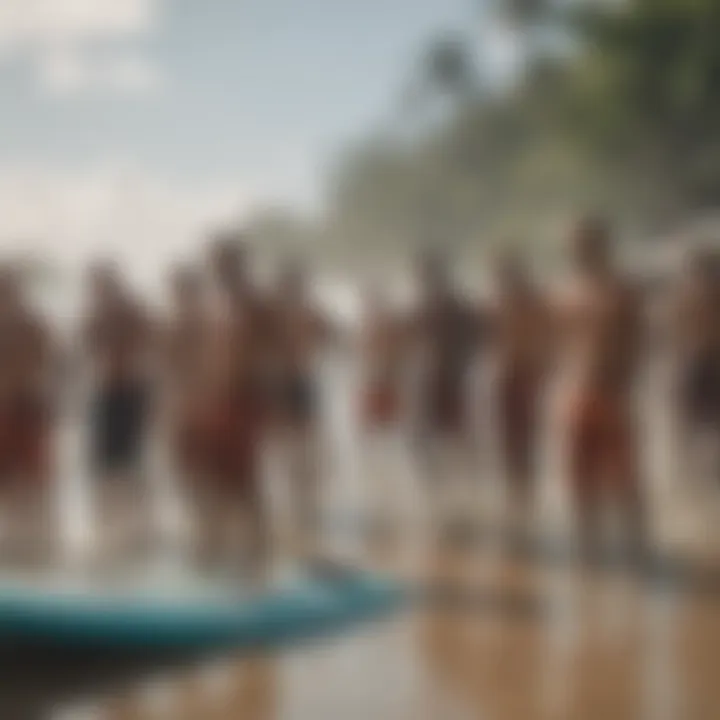 Local surf community gathering on the beach