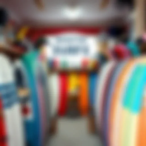 Inside a Brighton Surf Shop A vibrant surf shop interior filled with colorful boards and gear