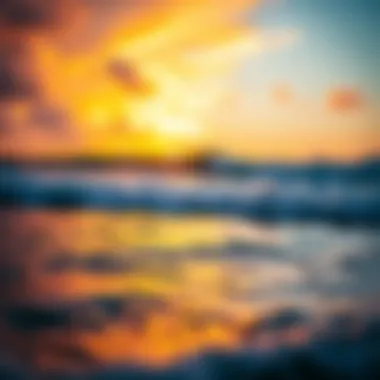 Vibrant sunset over the ocean reflecting on the surf at Osa Peninsula