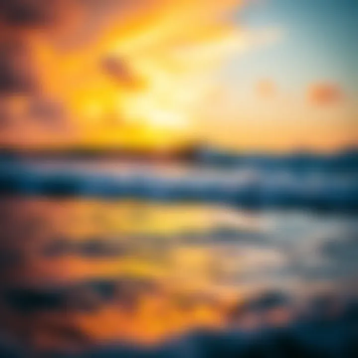 Vibrant sunset over the ocean reflecting on the surf at Osa Peninsula