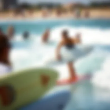 Vibrant Community Surfing Event in Austin Community surfing event in Austin with enthusiastic participants