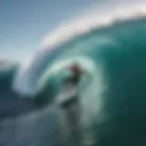 Surfer executing a back roll maneuver on a wave