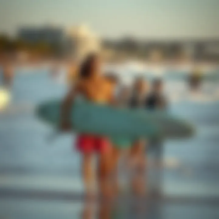 Surfing Community at Fernandina Beach Group of surfers enjoying a day at the beach