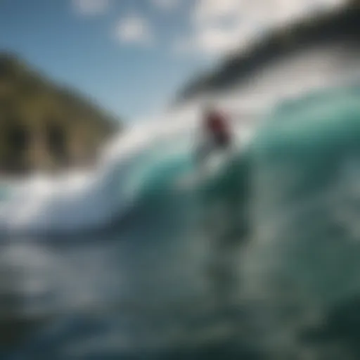 Surfer riding a wave at Santa Catalina