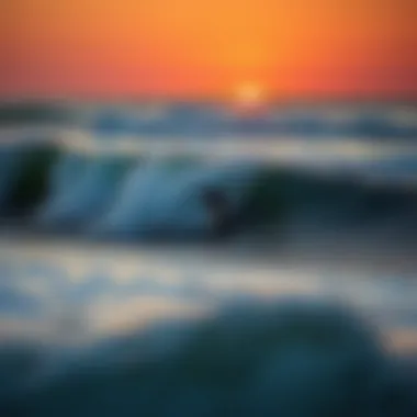 Surfer Riding the Waves at Fernandina Beach Surfer riding a wave at sunset