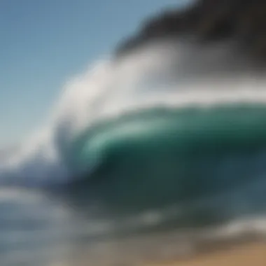 Close-up of the powerful waves crashing on the shore at Newport Beach