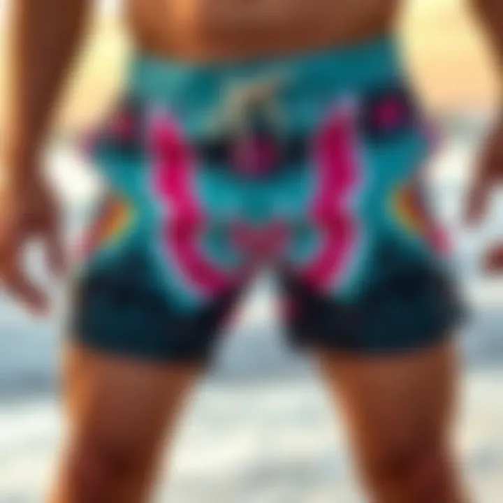 Trendy design patterns of long surf shorts