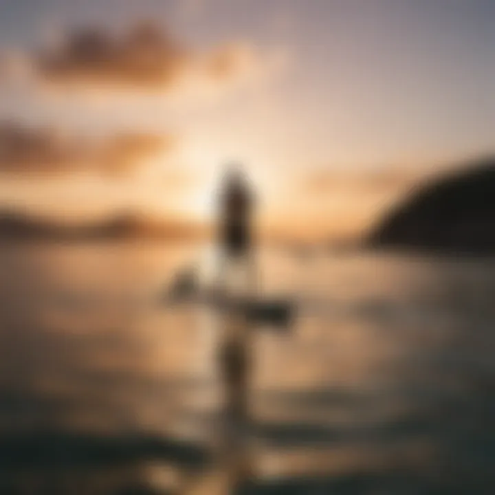 A breathtaking sunset view with silhouettes of paddle boarders