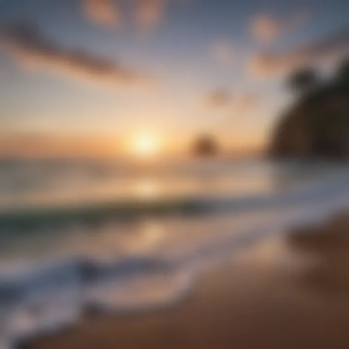 A serene sunset over Uluwatu beach, highlighting tranquil waters