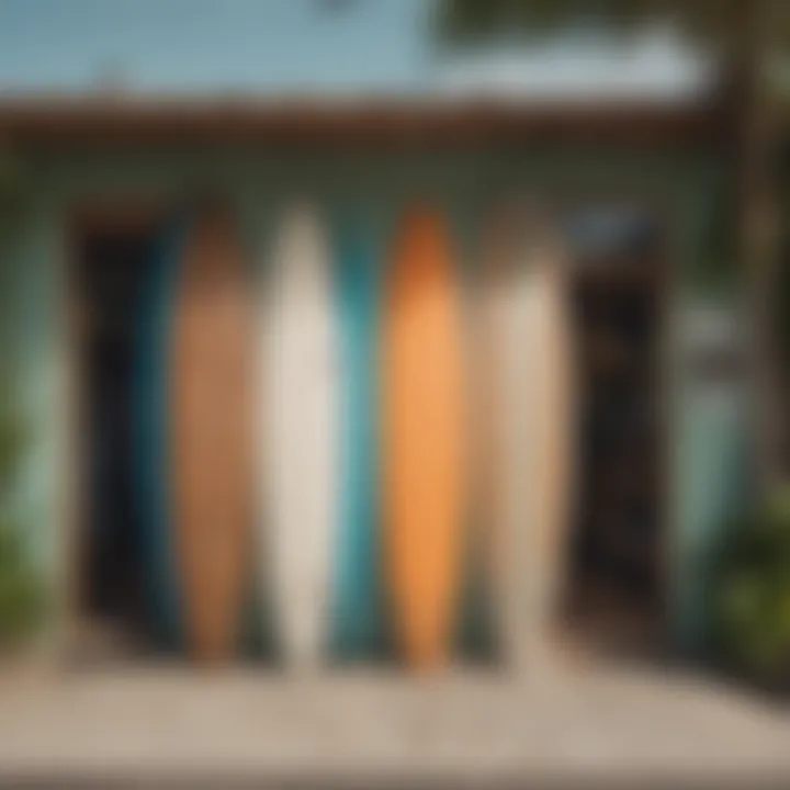 An eco-friendly surfboard shop showcasing pre-owned boards