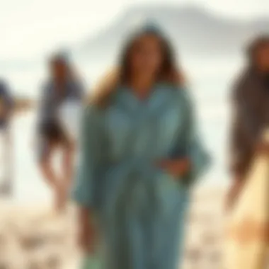 Stylish changing robe poncho on a beach setting