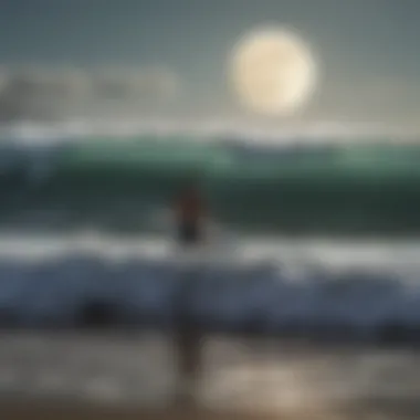 Illustration of lunar cycles affecting ocean tides