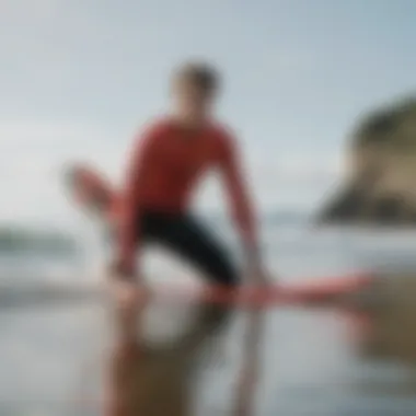 Surfer checking tide watch before hitting the waves