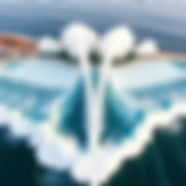 Aerial view of a wave pool showcasing engineered waves