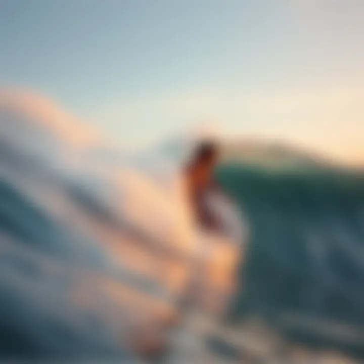 Surfer catching a wave in a wave pool environment