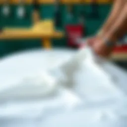 Close-up of fiberglass cloth laying on a surfboard