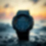 G-Shock watch displaying tide information