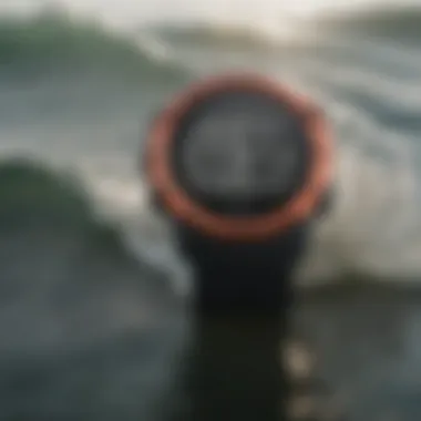 Close-up of the Garmin Instinct features for surfers